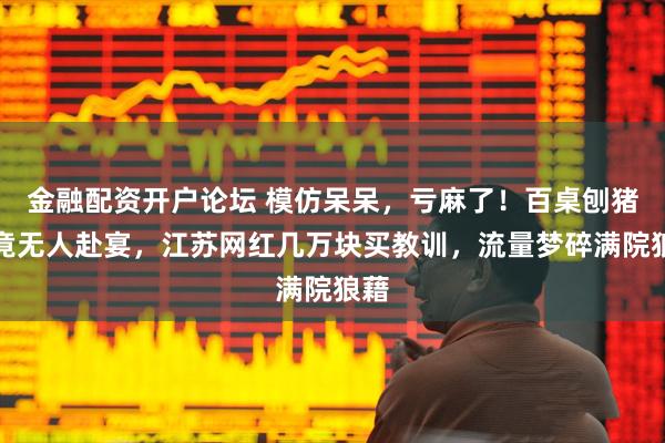 金融配资开户论坛 模仿呆呆，亏麻了！百桌刨猪宴竟无人赴宴，江苏网红几万块买教训，流量梦碎满院狼藉